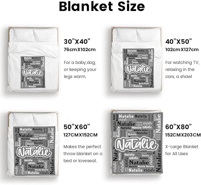 Custom Blanket with Name Personalized Blankets for Kids Adult Boys Girls Flannel Monogrammed Customized Blankets Throw (40''x50'')