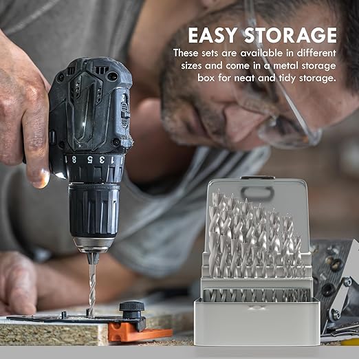 Brad Point Wood Drill Bit Set, 29Pcs HSS Drill Bit Set with Double Flutes Design for Carpenter Woodworking and All Types of Wood (1/16" - 1/2")