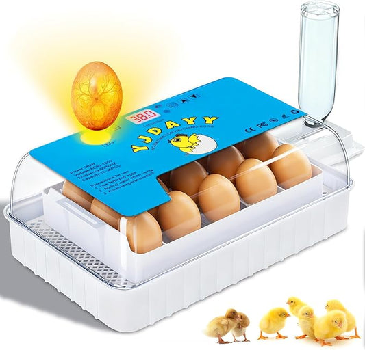Incubators for Hatching Eggs 15-35 Eggs Incubator with Automatic Egg Turning and Temperature Humidity Control Display LED Candler Poultry Incubator for Hatching Chicken Duck and Quail Incubator (Blue)