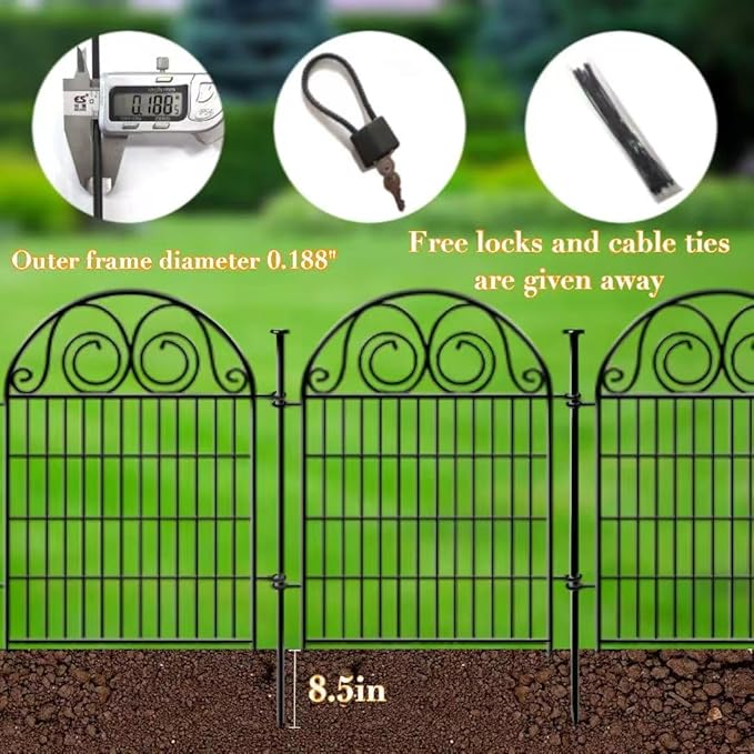 Tall Garden Fence Animal Barrier with Gate, 36 in(H) 14 Panels Garden Fences and Borders for Dogs, Dog Fence Outdoor for Yard, Total Length 30.6 Ft Metal Temporary Fencing│Patented