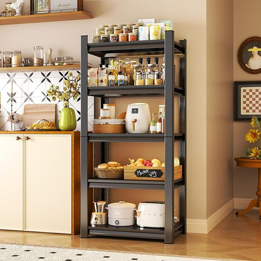 Storage Shelves, Garage Metal Shelving Unit, Adjustable, Double-Layer Column with Reinforced Ribs, Heavy-Duty, Capable of Bearing 3000 lbs, Suitable for Garage, Warehouse, Kitchen Storage