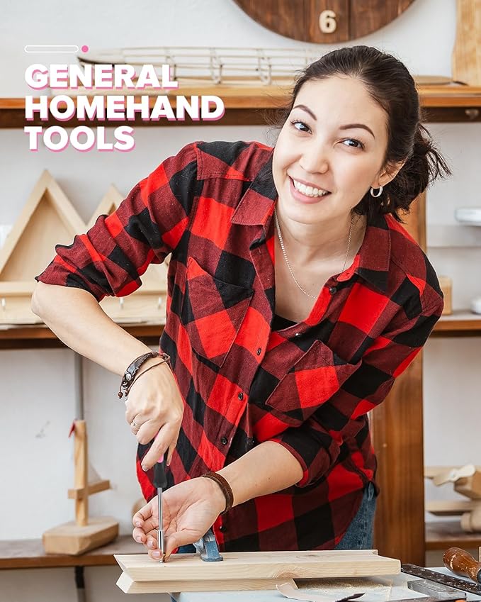 39pcs Pink Household Tool Set, Essential Hand Tool Kit with Plastic Toolbox for Home Repairs, DIY & Crafts, Perfect for Students & Everyday Use