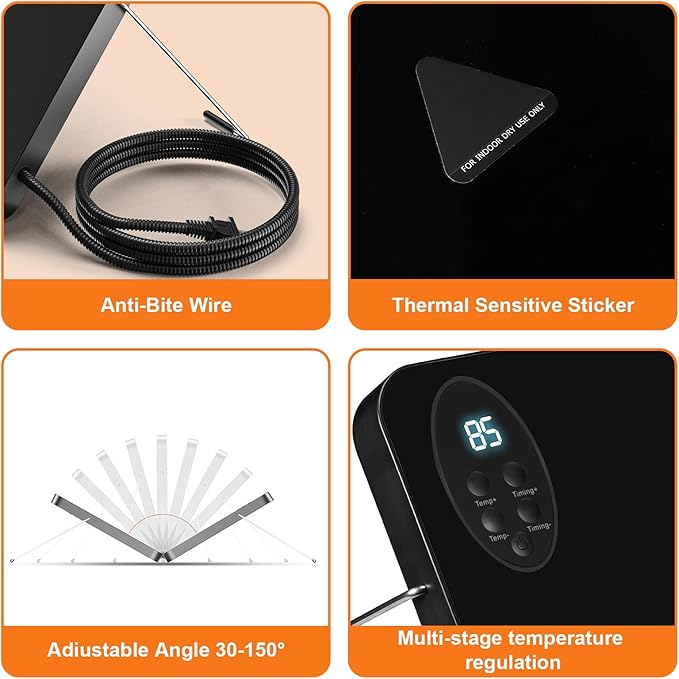 Chicken Coop Heater for Winter, Inside and Outdoor Pet, Animal Heater,Radiant Heat Panel with Overheating Protection with High Temperature Alert,Remote Control Timing Function, Adjustable Temp