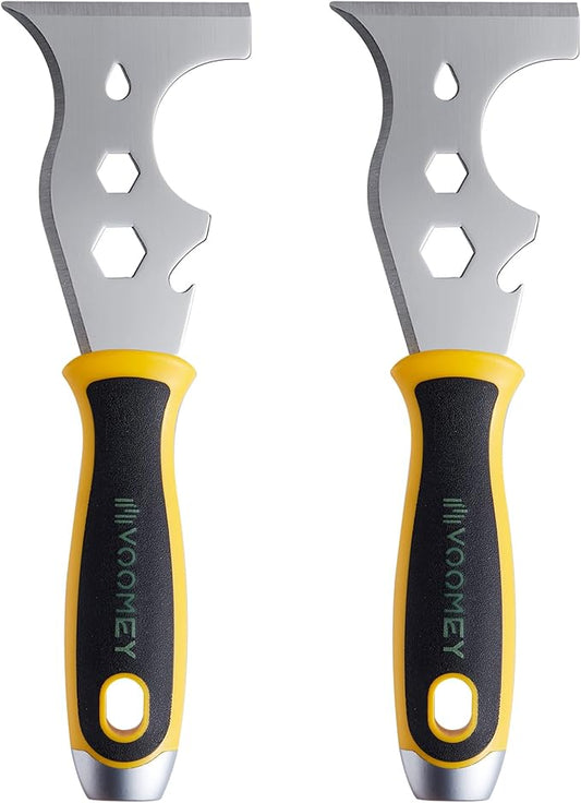 Voomey 12-In-1 Putty knife, Paint Scraper Tool, Stainless Steel Paint Scraper, 2 packs, Metal Scraper for Cleaning Paint Rollers, Hammers, Removing Wall Cracks