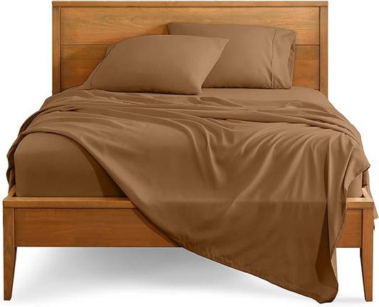 Bare Home King Sheet Set - Luxury 1800 Ultra-Soft Microfiber King Bed Sheets - Double Brushed - Deep Pockets - Easy Fit - 4 Piece Set - Bedding Sheets & Pillowcases (King, Caramel)