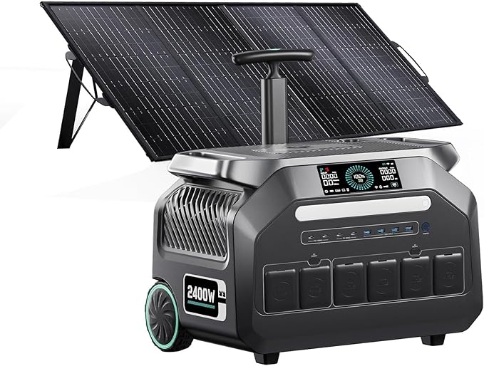 IEE 2400W/2048Wh Power Station,P2400 Solar Generator(4800W Peak) with 500W Solar Panel,1800W Super Fast Charging,APP Control Emergency Power Station for Home, Camping, Power Outages