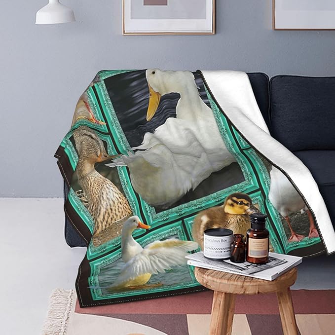 Duck Decor Throw Blanket - Super Warm Soft Plush Lightweight Fleece Flannel Goose Blanket Gifts for Girls, Boys, Kids, Baby, Women, Men, Adults - Winter Couch Bedding - 50"X60"