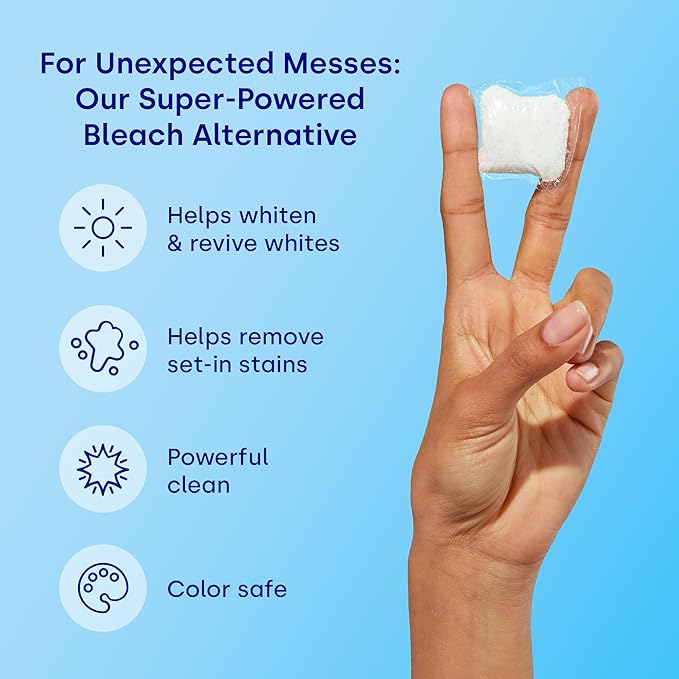 Dropps Oxi Booster Pods, Unscented (64 Pods) - Chlorine-Free Bleach Alternative Biobased Laundry Whitener & Stain Remover for Extra Tough Stains - Fragrance-Free & Hypoallergenic for Sensitive Skin