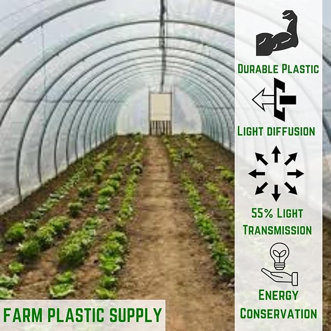 Farm Plastic Supply - Protective Clear Overwintering Plastic Film - Overwintering Film, 6 Mil Clear Plastic Film, Greenhouse Plastic, Durable Plastic Sheeting (4 Mil 3' x 200')