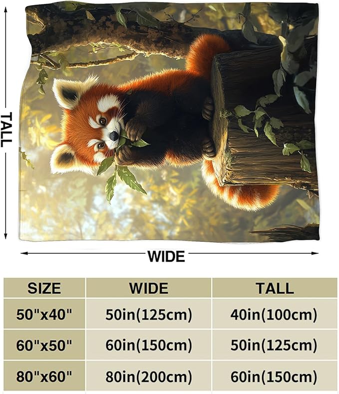 Red Panda Blanket, Pandas Gift Pictures Animal Throw Blankets, Fuzzy Plush Blanket Soft for Red Panda Lover Kids Teens Women Men Girls Boys Stuff for Bedding Sofas Couch 50"X40"