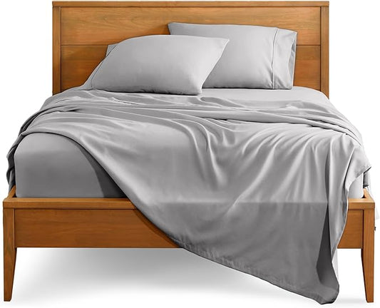 Bare Home Full Sheet Set - Luxury 1800 Ultra-Soft Microfiber Full Bed Sheets - Double Brushed - Deep Pockets - Easy Fit - 4 Piece Set - Bedding Sheets & Pillowcases (Full, Light Grey)