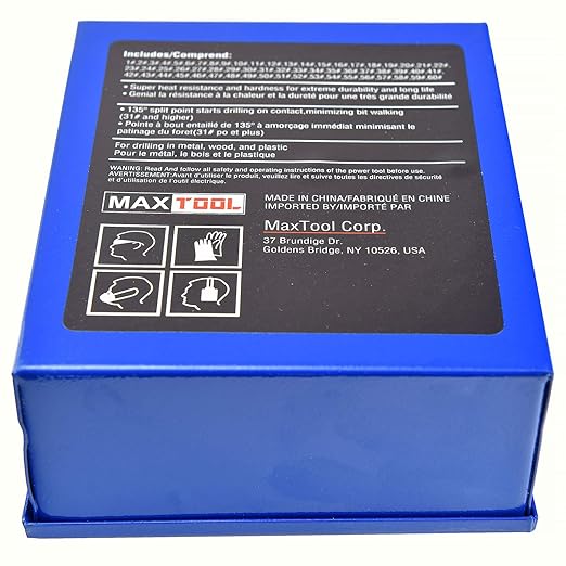 MaxTool Twist Drill Bit Set 60PCs High Speed Steel M2 Jobber Length Fully Ground for Metal Stainless Steel Plastic etc Number 1-60; JBS02G10R60