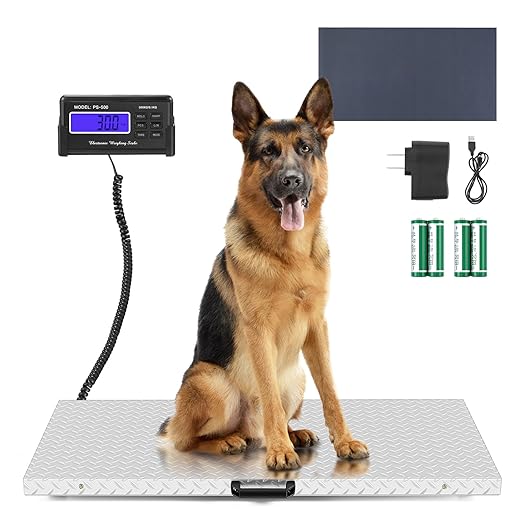 Antstone Dog Scale for Large Breed 1100lb X 0.2lb Livestock Scale for Pigs, Cattle with 40.7” X 20.9” Stainless Steel Weighing Platform