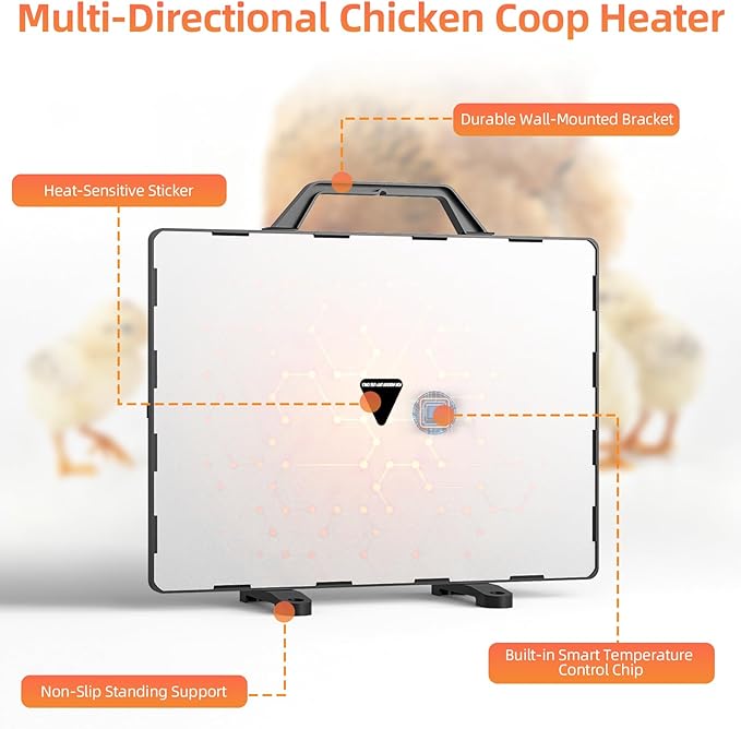 Smart Chicken Coop Heater, 140W Radiant Heat Panel with Adjustable Temp, Chicken Coop Heater for Winter, Quiet & Light-Free Design, ETL/UL Certified Safe, Suitable for Pets and Animals in Winter
