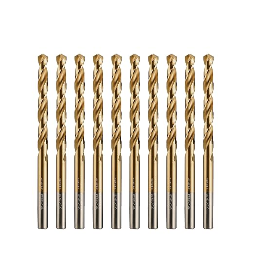 amoolo 7/32" Titanium Drill Bits (10pcs), Premium 4341 HSS Metal Drill Bits for Wood, Metal, Steel, Plastic, Aluminum Alloy