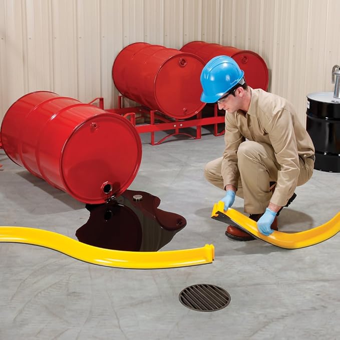 PIG Spill Barrier Dike - 5'L x 3.5"W x 3"H Sections - 2 Pack - Yellow - PLR267-YW