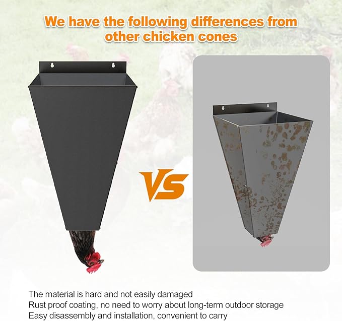 Large Chicken Cone for Butchering, Foldable Kill Cones for Chickens, Galvanized Chicken Butchering Equipment for Broilers, Laying Hens and Turkeys for 8-18 Lbs (Large)