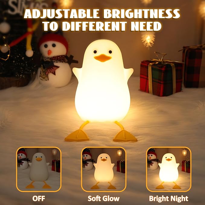 Duck Night Light, Silicone Duck Lamp, Cute Bedside Duck Goose Funny Nightlight with Dimmer and Timer for Room Decor, Duck Gifts for Girls,Boys, Women, Little Ones- Duck