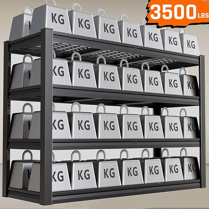 30" D Storage Shelves, 72" W Garage Shelving Heavy Duty Metal Adjustable Garage Shelves, Shelving Units Industrial Shelving for Warehouse, 72" W x 30" D x 72" H,Black