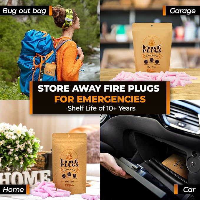 Non-Toxic Waterproof Fire Starters with 5+ Minute Burn for Emergencies, Survival, Campfires, Fire Pits, Grills - Made in The USA - 50 Pack