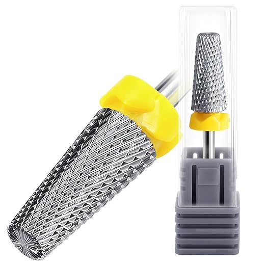 Fantexy 3/32" Carbide Nail Drill Bit - Remove Acrylic Hard Gels Quickly and Safely, 5-in-1 Tungsten Carbide Nail Drill Bit for Nail Art,Manicure,Pedicure,Gel,Cuticle Clean (Extra Fine - XF)