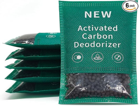 6 Pack New Type Activated Charcoal Odor Absorber,Refrigerator Deodorizer,Trash Can Deodorizer,Odor Eliminator for Home,Pet,Car,60g/Pack