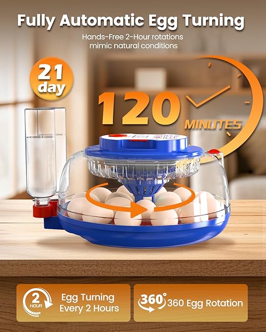 Incubators for Hatching Eggs, 18 Eggs Incubators with Egg Candler, Automatic Egg Turner, Temperature & Humidity Control, Full Viewing for Chicken, Duck, Quail, Goose, Parrot and Pigeon