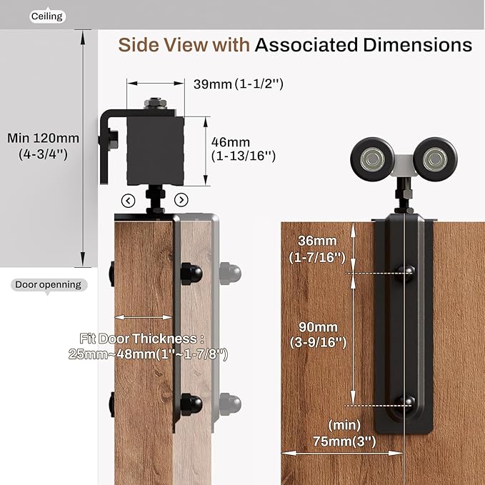 72"/6FT Box Rail Hardware Heavy Duty Sliding Barn Door Track, Aluminium Alloy Wall Mount Kit for Single Door, Smoothly and Quietly Easy to Install (No Door)