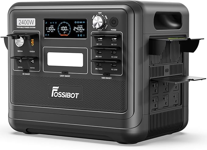 FOSSiBOT F2400 Portable Power Station 2400W, 2048Wh LiFePO4 Battery Solar Generator, 2H Fast Charging for Home Backup, Outdoor Camping, RV, Emergency F2400 Pro