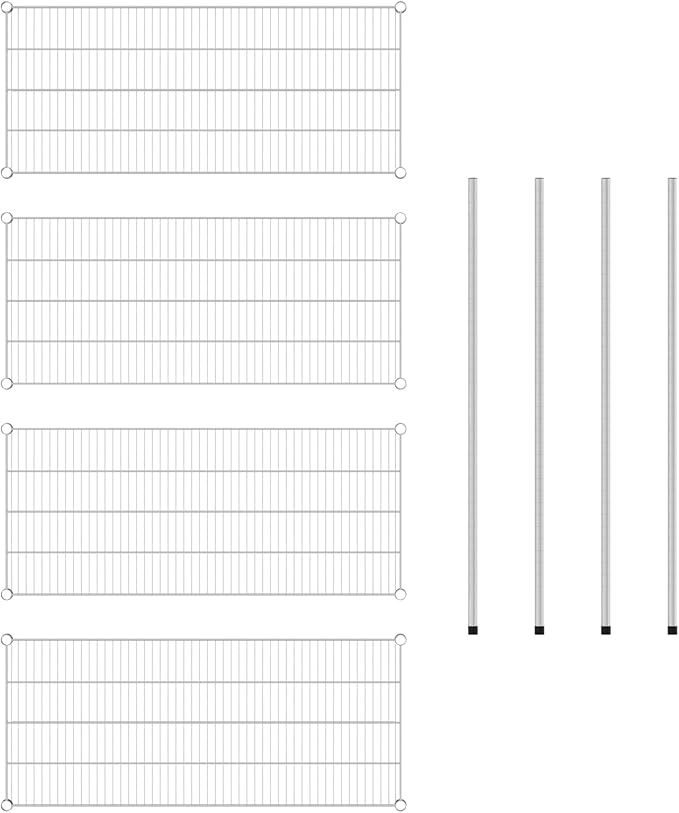 Commercial NSF Listed Chrome Stationary Wire Shelving Kit 21" x 48" x 54", with 4 Shelves Perfect for Warehouse, Walk-in Refrigerator, Freezer, Grocery Store, Restaurant, Dishroom