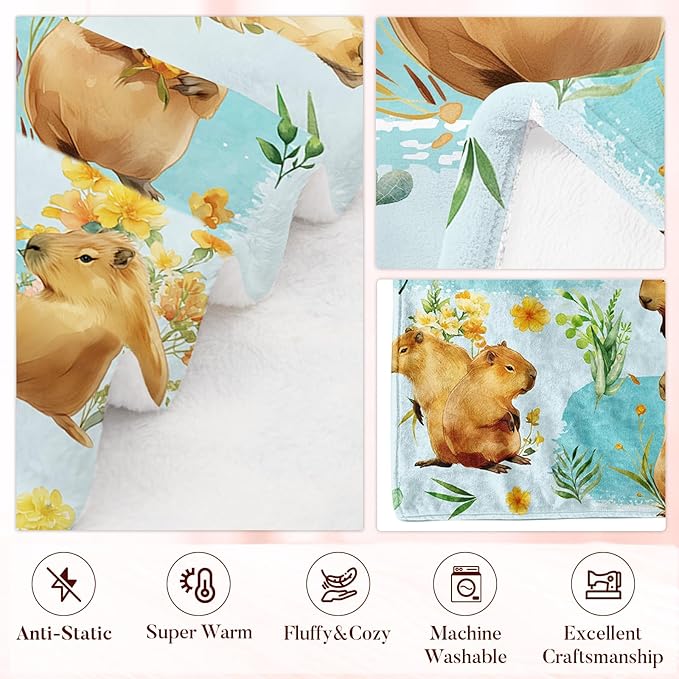 Capybara Blanket Gifts for Capybara Lovers, for Kids, Cozy Soft Capybara Gifts for Girls Boys, Capybaras Blanket Decor for Couch Sofa Bedroom,Gift for Chritsmas Thanksgiving 50x60