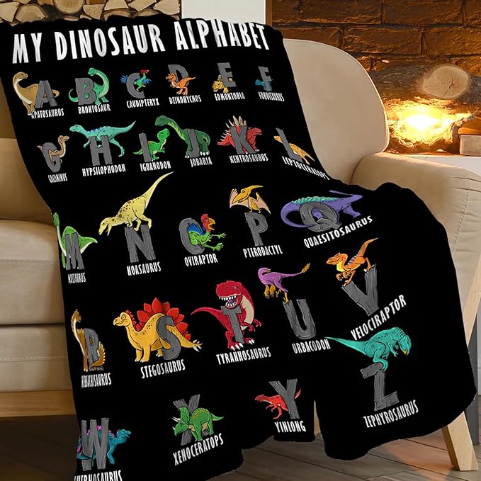 Dinosaur Blanket Super Cozy Soft Dinosaur Throw Blanket Warm Plush Fluffy Dino Stuff Gifts for Boys Girls Fleece Flannel Gift Blankets for Kids Adults 60"X50"