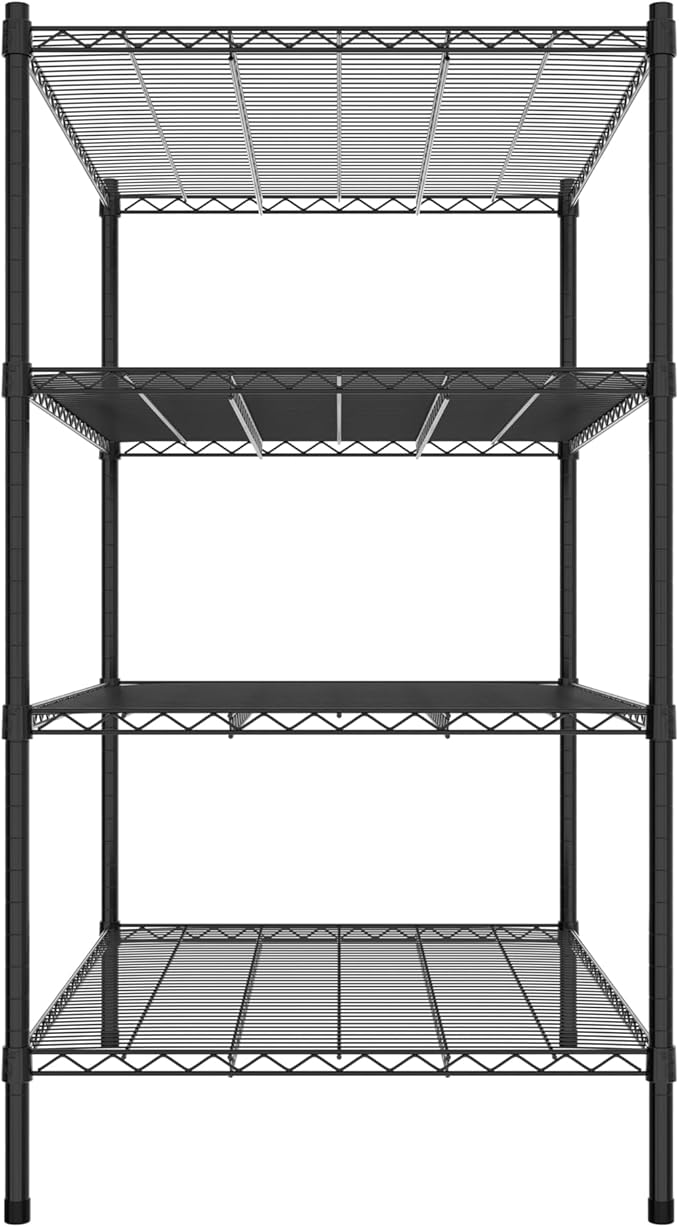Commercial NSF Listed Black Epoxy Stationary Wire Shelving Kit 30" x 42" x 54", with 4 Shelves Perfect for Warehouse, Walk-in Refrigerator, Freezer, Grocery Store, Restaurant, Dishroom