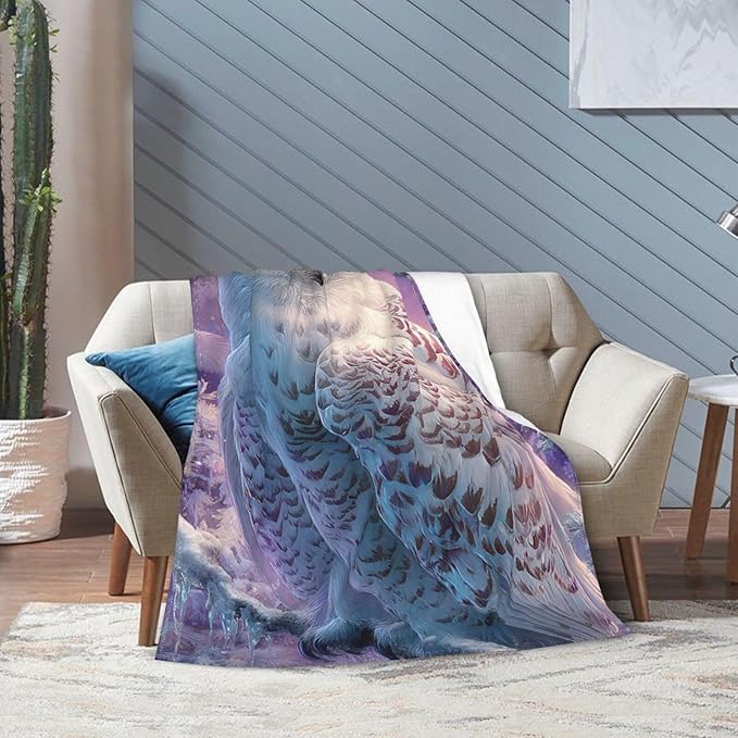 Owl Blanket Inspiring Owls Animal Blankets Fleece Plush Flannel Super Soft Cozy Fuzzy Warm Lightweight Stuff Owl Decor Gifts for Boys Girls Kids Adults Men Women 50" x 60"