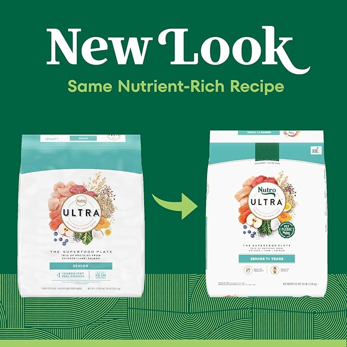 Nutro Ultra Senior Dry Dog Food with a Trio of Proteins from Chicken, Lamb and Salmon, 30 lb. Bag