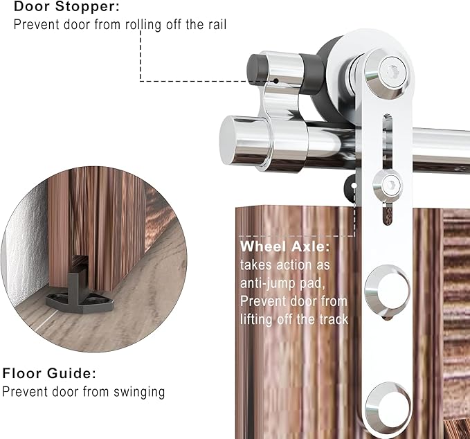 TSMST 12FT Sliding Barn Door Hardware Kit, Stainless Steel Heavy Duty Sturdy Barn Door Track for Single Wood Door, Slide Smoothly Quietly (I Style)