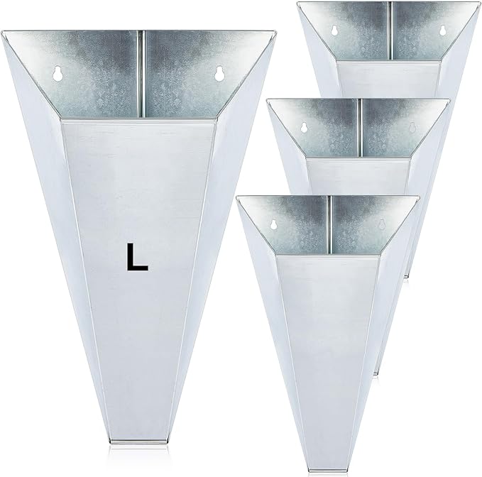 Mumufy 4 Pcs Large Galvanized Steel Poultry Restraining Cones Flat Back Funnel Cone, Up to 12 Pounds, Chicken Killing Cone for Butchering Chicken Birds Turkeys, Easy to Clean