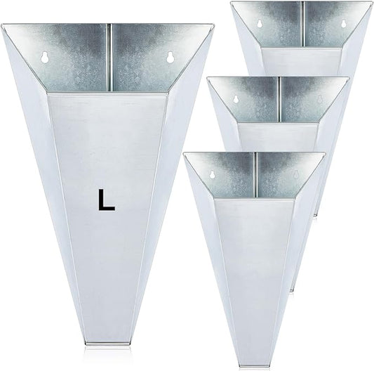 Mumufy 4 Pcs Large Galvanized Steel Poultry Restraining Cones Flat Back Funnel Cone, Up to 12 Pounds, Chicken Killing Cone for Butchering Chicken Birds Turkeys, Easy to Clean