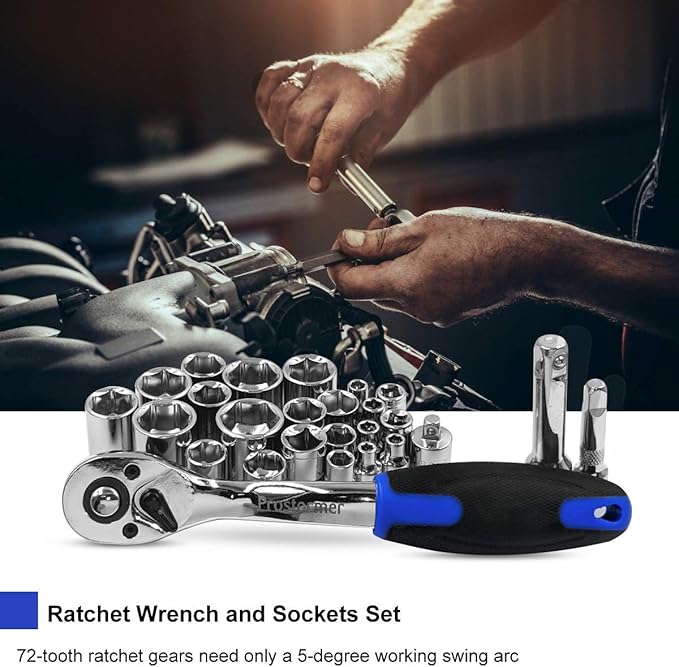 Prostormer 259-Piece Tool Kit, General Household Hand Tool Set with Plastic Storage Toolbox, Portable Complete Repair Tool Box for Home and Car (Blue)