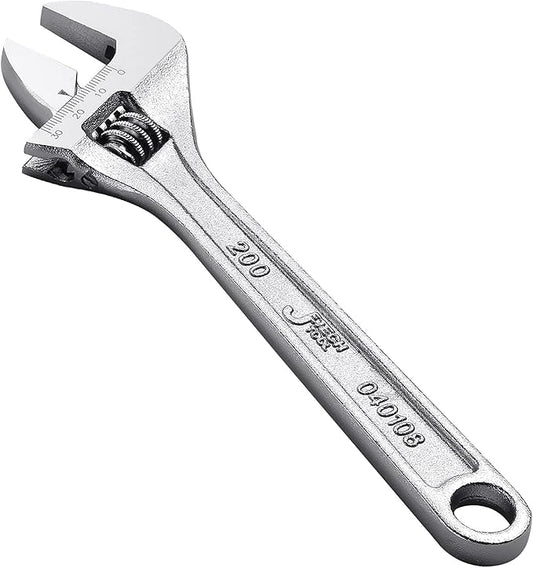 Jetech 8 Inch Adjustable Wrench - Professional Heavy Duty Chrome Vanadium Steel Shifter Spanner with Wide Caliber Opening