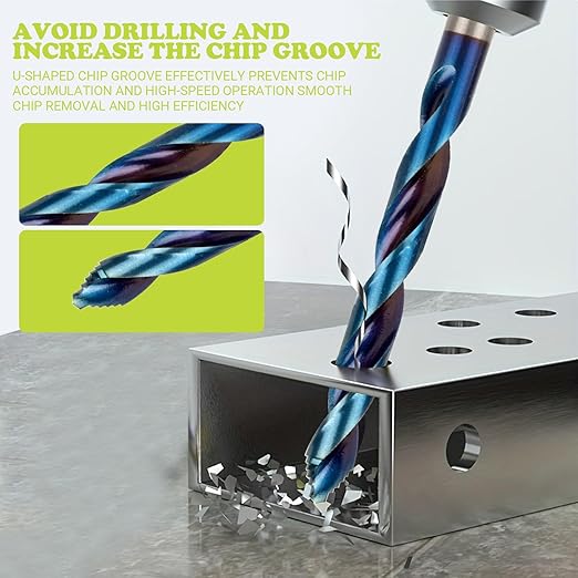 19Pcs Cobalt Drill Bit Set, M35 HSS Stepped Point Drill Bit, 135 Degree Tip High Speed Steel with Blue Oxide Finish, Stainless Steel, Plastic and Wood with Metal Indexed Storage Case