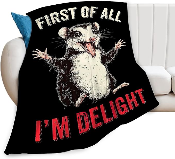 Opossum Blanket Gifts for Boys Girls Soft Warm Plush Funny Opossum Throw Blanket Flannel Fleece Fuzzy Stuff Blanket for Bed Couch Living Room Decor 50"X40"