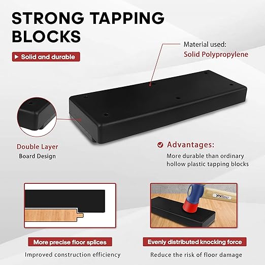YIYITOOLS 43Pcs Laminate Wood Flooring Installation Kit,LVP Installation Kit,Vinyl Flooring Tools with 40Pcs Spacers,Double-Faced Rubber Mallet,Tapping Block,HeavyDuty Pull Bar,Laminate Flooring Tools