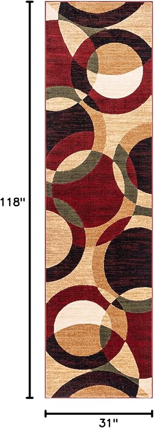Well Woven Dulcet Bingo Red Modern Geometric 2'7" x 9'10" Runner Rug