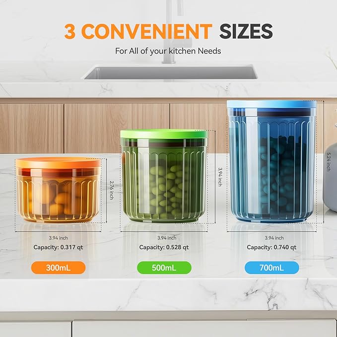 THKAILAR 6-Pack pantry food storage containers with lids(10oz/17oz/24oz) for Kitchen Pantry Organization, Leakproof BPA-Free Snap-Lock Lids for Dry Food,Flour,Nuts,Grains,Coffee