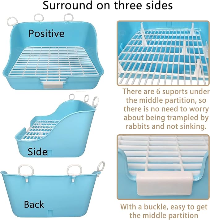 Hamiledy Small Animal Litter Box Guinea Pig Potty Training Rabbit Litterbox for Bunny Toilet Pets Plastic Rectangle Cage Bedding with Chew Toys for Guinea Pigs Chinchilla Ferret