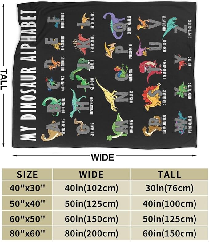 Dinosaur Blanket Super Cozy Soft Dinosaur Throw Blanket Warm Plush Fluffy Dino Stuff Gifts for Boys Girls Fleece Flannel Gift Blankets for Kids Adults 80"X60"