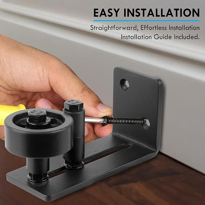 Barn Door Floor Guide - Sliding Barn Door Floor Guide for Bottom Adjustable Roller 8-Setup Options - Quiet Operations, Flush Design with Felt Strips (Pack of 1)