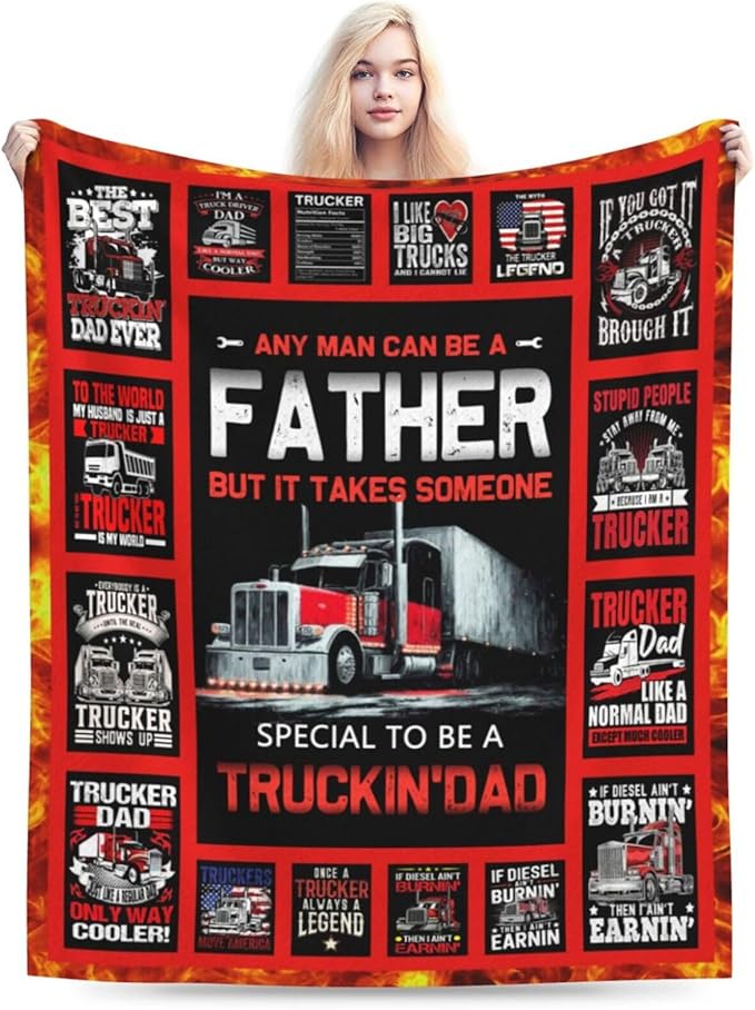 Truck Driver Blanket Best Truck Driver Blankets Fleece Plush Flannel Super Soft Cozy Warm Lightweight Trucker Decor Gifts for Boys Girls Kids Adults Men Women 60" x 80"
