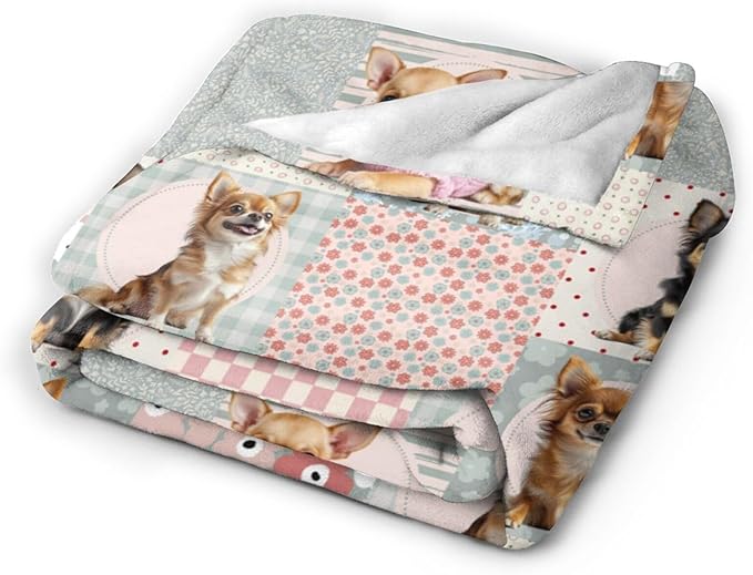 Cute Chihuahua Throw Blanket Chihuahua Dogs Cowboys Flannel Blankets Dog Lover Plush Super Soft Cozy Warm Decor Gifts for Boys Girls Kids Adults Men Women 40" x 50"
